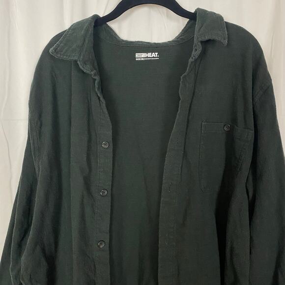 32 Degrees Heat XXL Cozy Button-Up Shirt Black Stretch Cotton Blend Long Sleeve - Picture 6 of 10